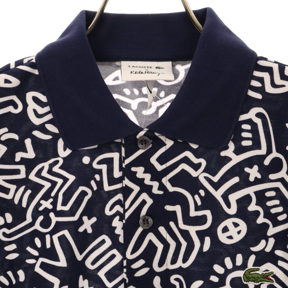 LACOSTE ラコステ×KEITH HARING キース ヘリング 総柄 ポロシャツ 半袖 ネイビー PH4344L_画像3