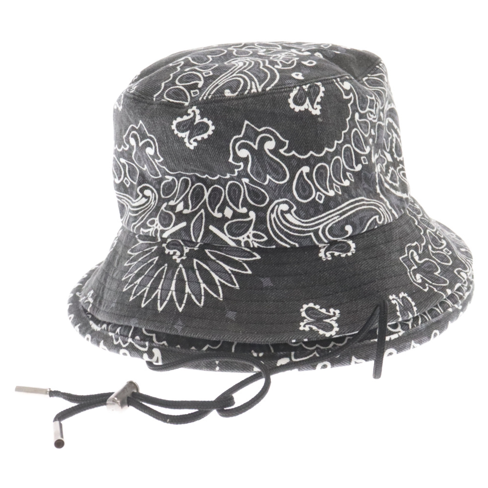 Sacai サカイ 22SS BANDANA DOUBLE BRIM HAT バンダナ ダブルブリム バケットハット ブラック 22-0339S_画像4