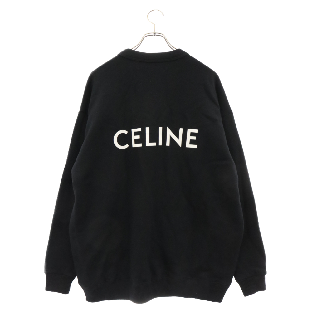 CELINE セリーヌ バックロゴプリント スウェット オーバーサイズ カーディガン 2Y672345F ブラック_画像1