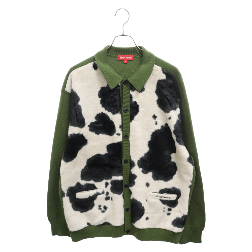 SUPREME シュプリーム 21AW Cow Print Cardigan カウ プリント ニットカーディガン シャツ グリーン/ホワイト 総柄_画像1