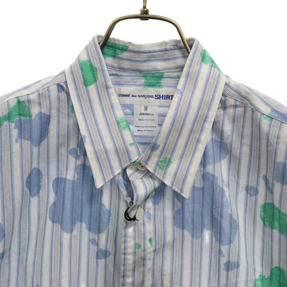 COMME des GARCONS SHIRT コムデギャルソンシャツ ストライプ胸ポケット半袖シャツ ホワイト/ブルー FM-B055-S24-1_画像3