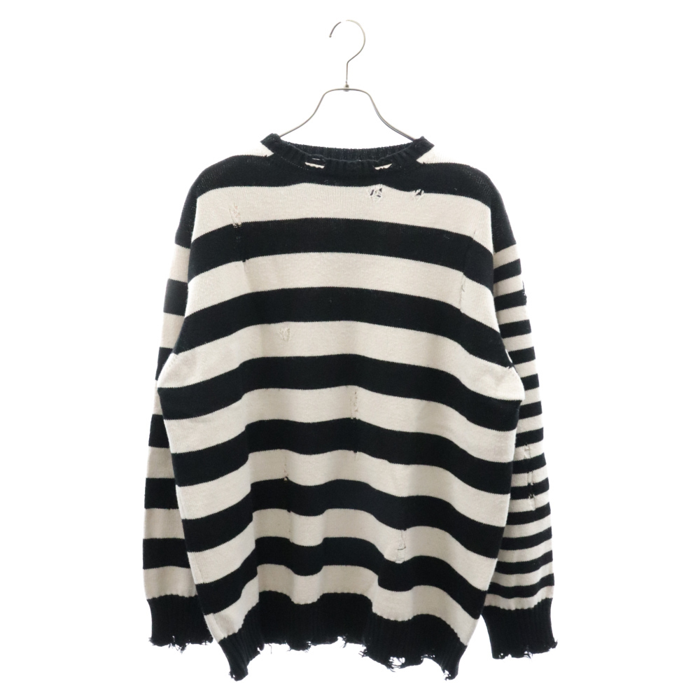 s'yte サイト STRIPED PULLOVER KNIT UU-K01-618-2 ダメージ加工ボーダーニットセーター ホワイト_画像1