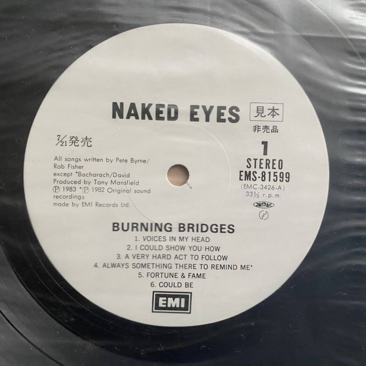 見本盤 国内盤LP ネイキッド・アイズ Naked Eyes / Burning Bridges EMS-81599 LP レコード アナログ盤の画像3