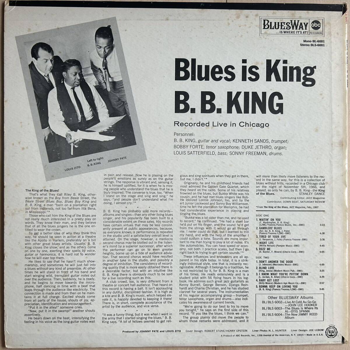 US盤 B.B.キング B.B. King Blues Is King 米 BluesWay BLS-600の画像2