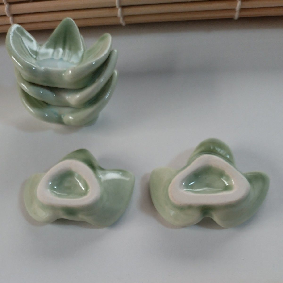 【5個組】笹の葉 箸置き 陶器／美濃焼　日本製