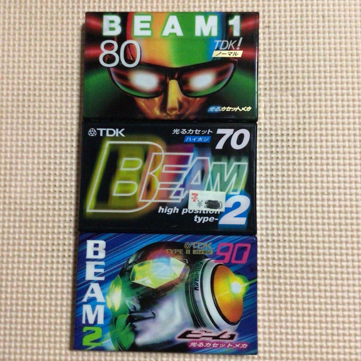 TDK BEAM1 80.【ノーマルポジション】BEAM2 70.90.【ハイポジション】光カセット　カセットテープ3本セット【未開封新品】■■_画像1