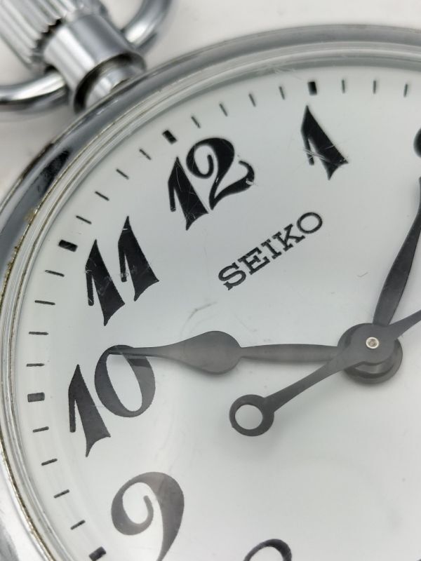 S49 三 不動品 1円～ セイコー SEIKO 7C11-0010 クオーツ アナログ 白文字盤 懐中時計の画像5