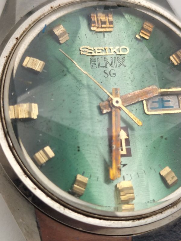 S29 三 1円～ ジャンク品 セイコー SEIKO エルニクス 0723-6020 電磁テンプ式 デイデイト メンズ 腕時計の画像2