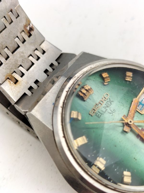 S29 三 1円～ ジャンク品 セイコー SEIKO エルニクス 0723-6020 電磁テンプ式 デイデイト メンズ 腕時計の画像8