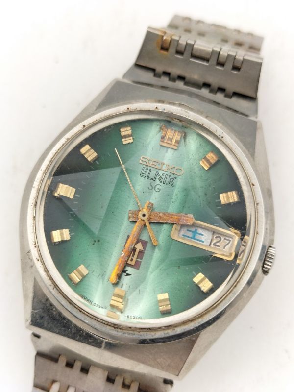 S29 三 1円～ ジャンク品 セイコー SEIKO エルニクス 0723-6020 電磁テンプ式 デイデイト メンズ 腕時計の画像1