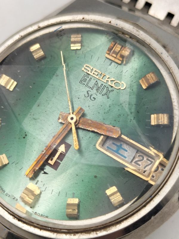 S29 三 1円～ ジャンク品 セイコー SEIKO エルニクス 0723-6020 電磁テンプ式 デイデイト メンズ 腕時計の画像3