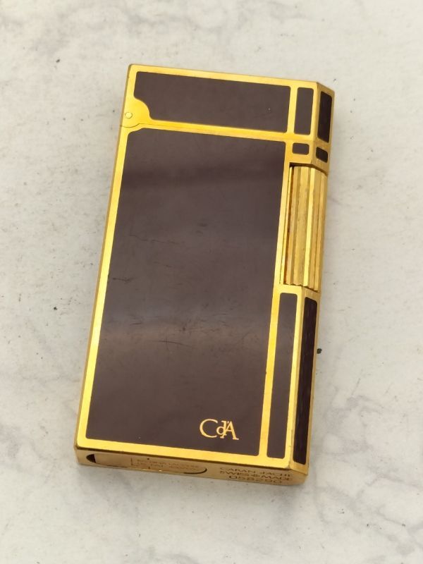 S17 中古品 1円～ 火打ちのみ確認済み カランダッシュ Caran d'ACHE ガスライター ボルドー×ゴールド ローラー 喫煙具の画像1