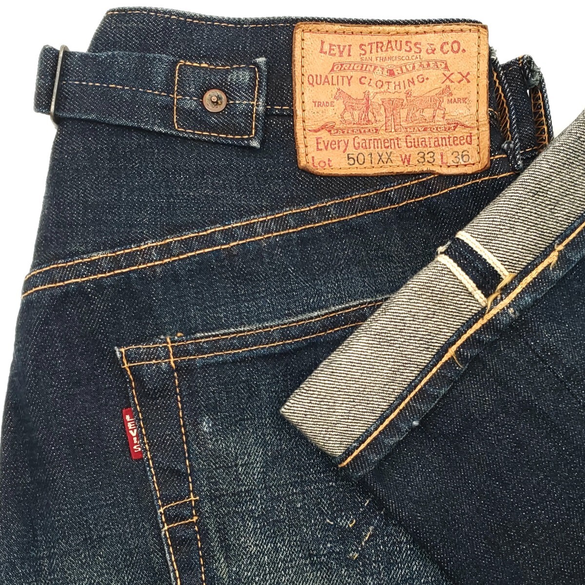 大きめ W33◆Levi's 37501◆日本製ビンテージ加工復刻ジーンズ501XX炭鉱系シンチバックビッグEリーバイス赤耳メンズデニムレプリカLVC 805_画像1