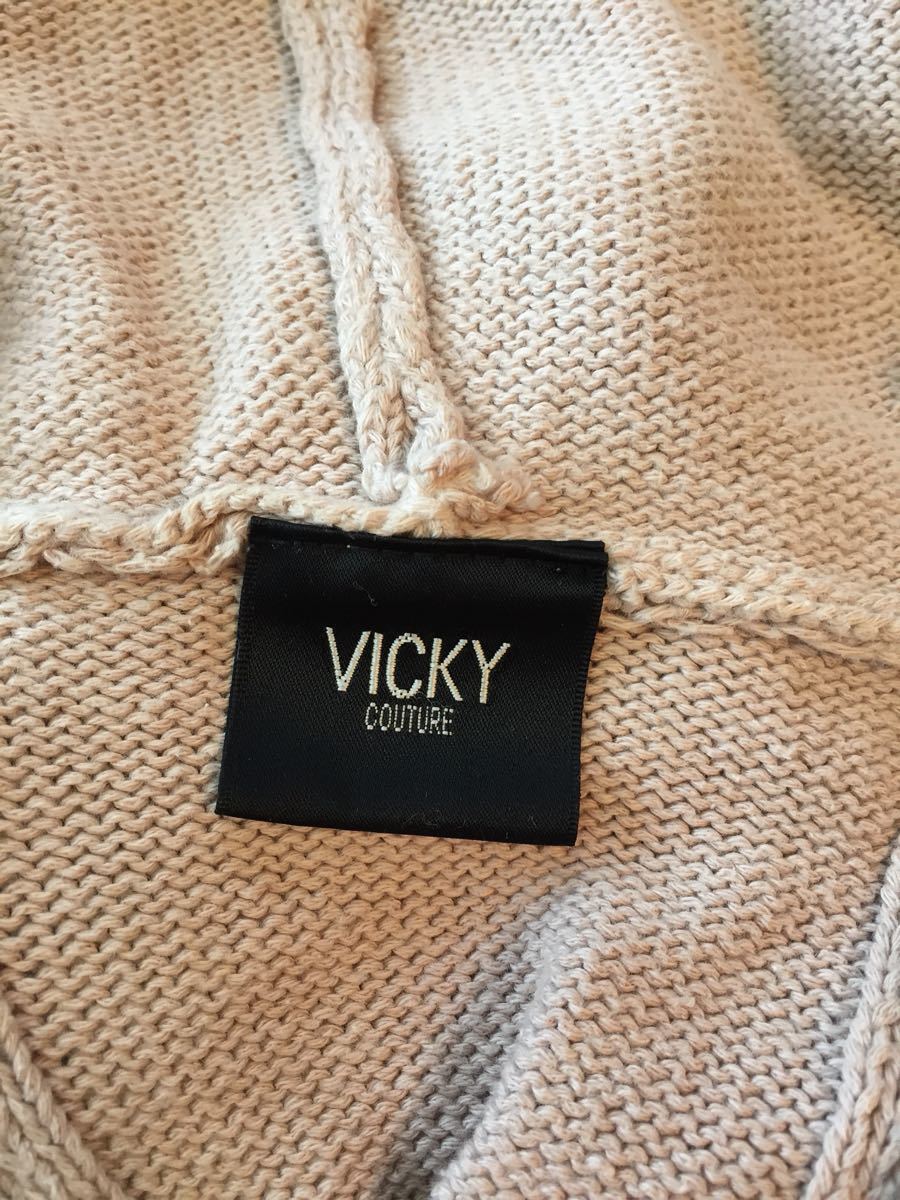 VICKY ビッキー ロングカーディガン フード付 ベージュ カーディガン アウター_画像5