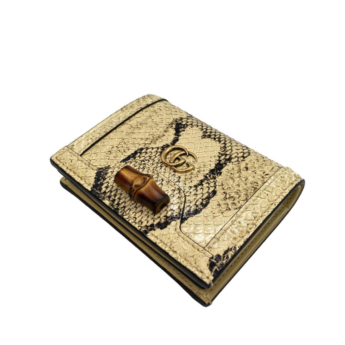 1 jpy beautiful goods GUCCI Gucci python bamboo GGma-monto compact wallet folding twice purse 658244