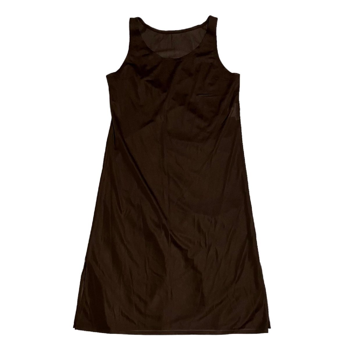 1 jpy ISSEY MIYAKE Issey Miyake pleat pulley z long One-piece Layered inner attaching polyester brown group lady's 