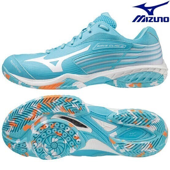 【71GA211711 25.5】MIZUNO(ミズノ) バドミントンシューズ　ウェーブクロー2FIT　ターコイズ/ホワイト/オレンジ 25.5 新品、未使用　2E相当