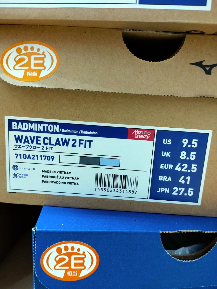 [71GA211709 27.5]MIZUNO( Mizuno ) badminton shoes wave Claw 2FIT white / black / yellow 27.5 new goods, unused 2E corresponding 