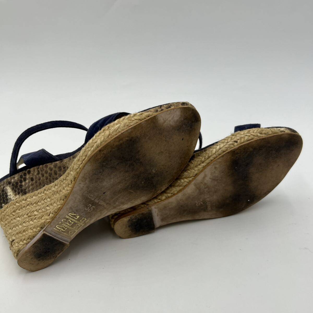 B ■ スペイン製 '洗礼されたデザイン' PELLICO SUNNY ペリーコ SUEDE ウェッジソール サンダル シューズ EU35 22cm レディース 婦人靴 _画像6