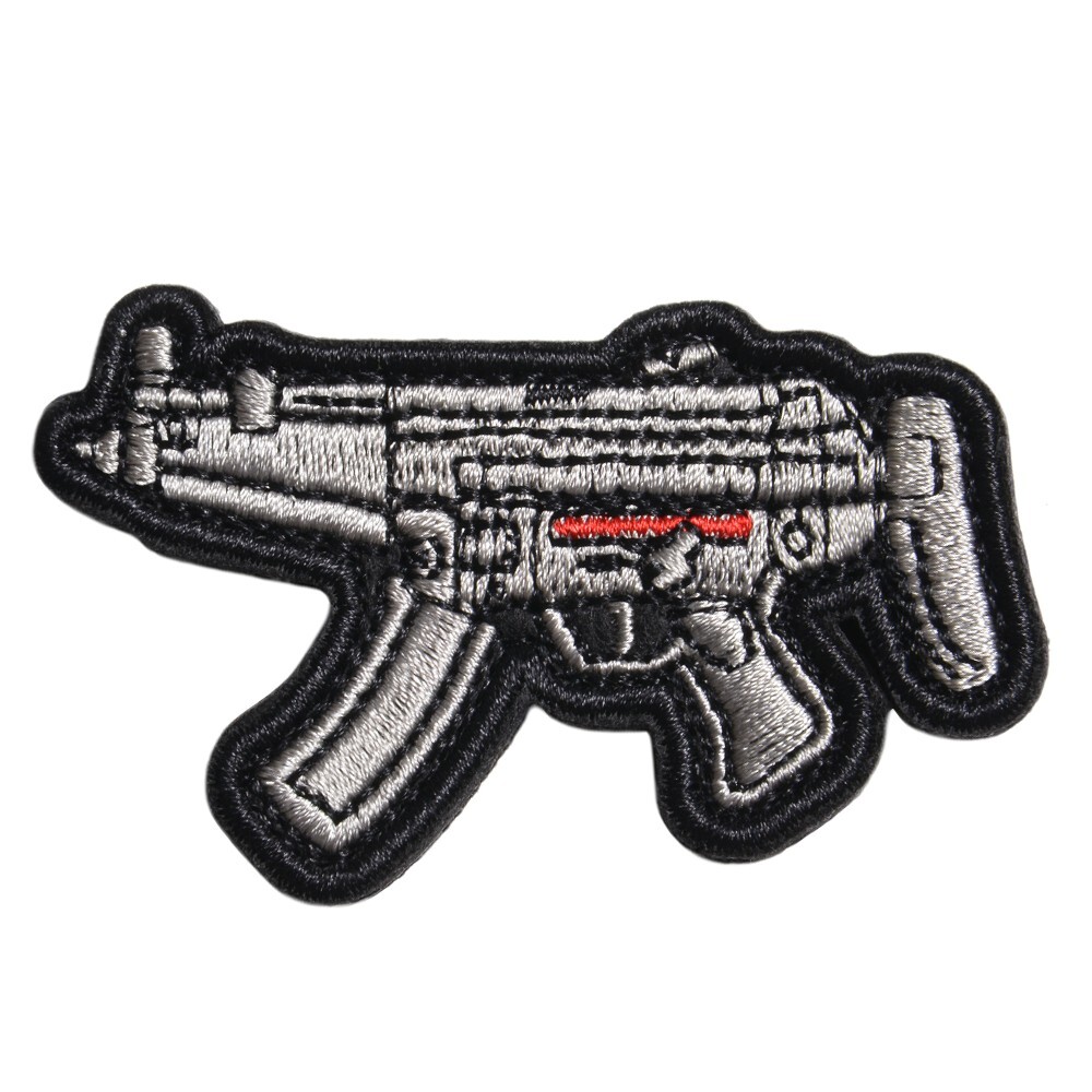 ミリタリーワッペン MP5 サブマシンガン 刺繍 ベルクロ H&K 短機関銃 ミリタリーパッチ アップリケ 記章 徽章 襟章_画像1