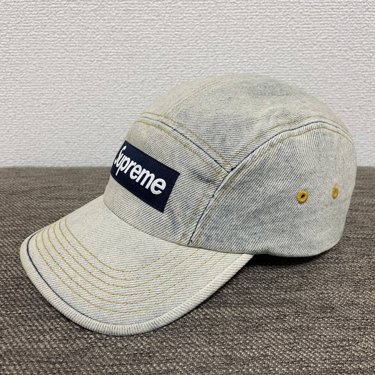 ほぼ新品 Supreme Denim Camp Cap Dirty Indigo Free 23ss 2023年 ダーティーインディゴ デニム キャンプ キャップ ボックスロゴの画像2