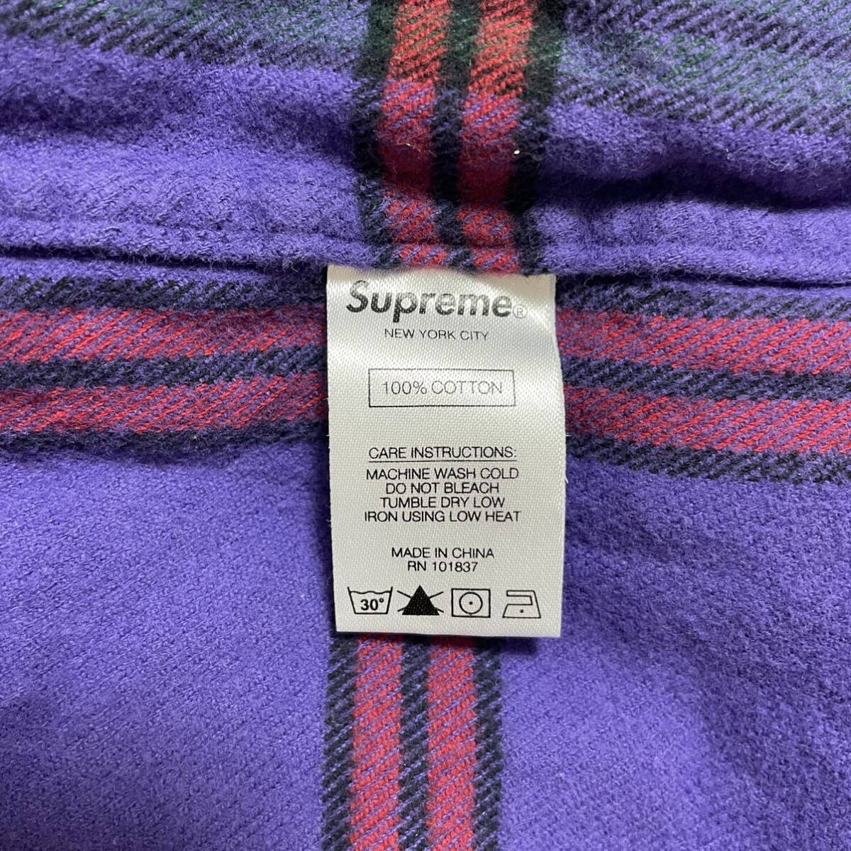 Supreme Tartan Flannel Shirt Purple M 19aw 2019年 紫 パープル タータン フランネル シャツ チェック 長袖シャツ_画像5