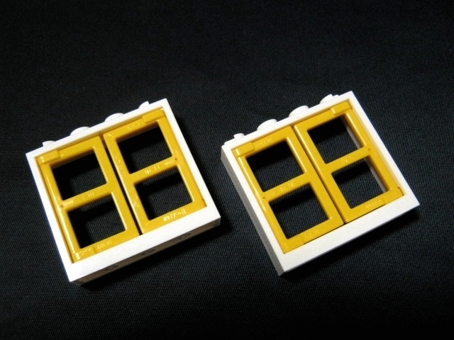 凸レゴ凸　%60594 %60608　1x4x3窓セットA（白/黄）　2個　◆窓・ドア関連_画像1