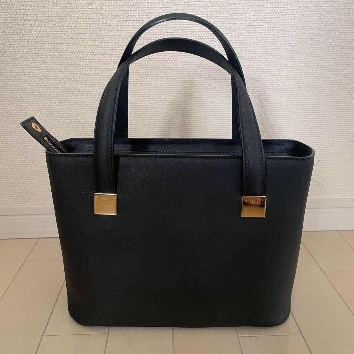 美品 CELINE セリーヌ ハンドバッグ トート ハンドバッグ レザー ゴールド金具 2点セット まとめ 双子 親子バッグ 黒 レッド 保存袋付き_画像2