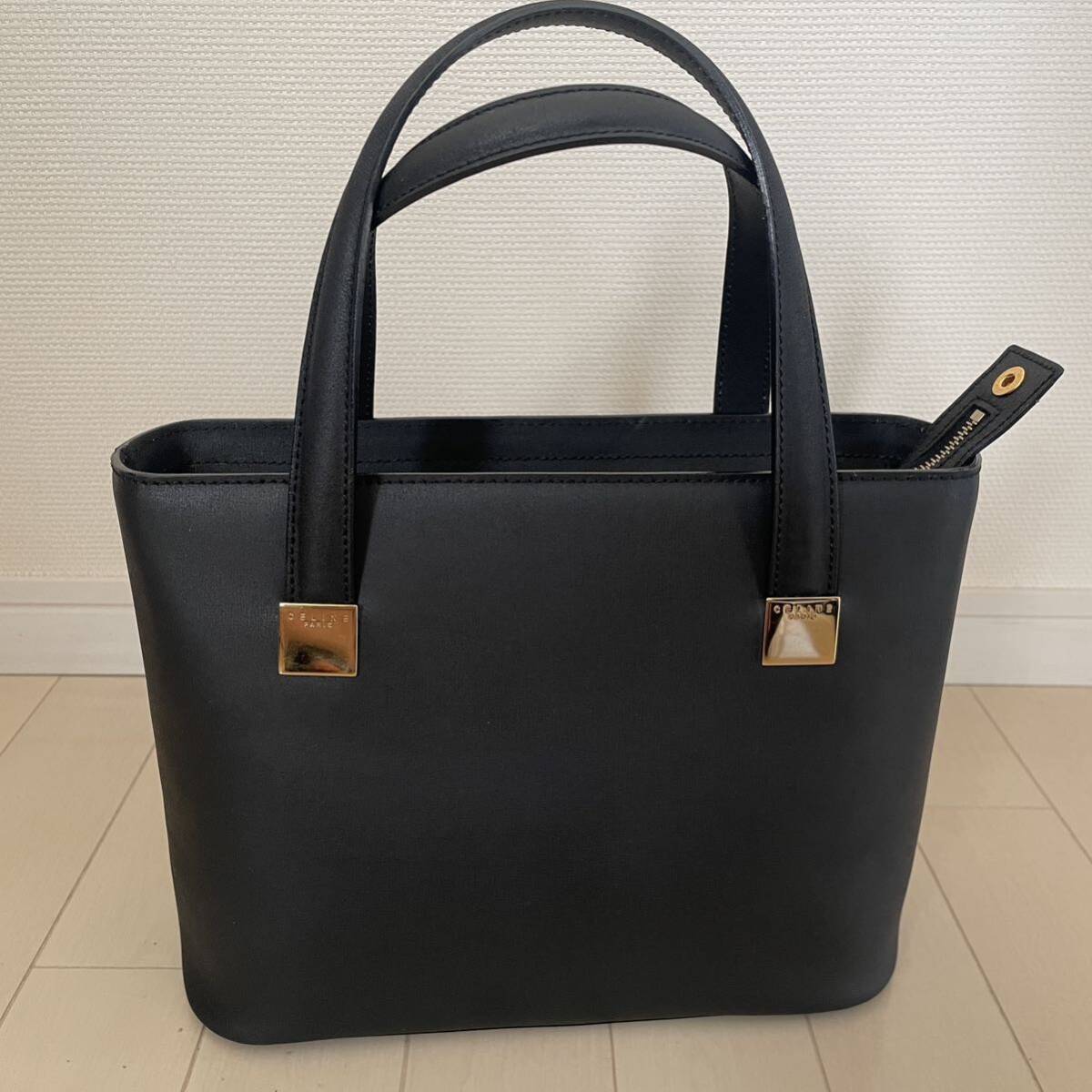 美品 CELINE セリーヌ ハンドバッグ トート ハンドバッグ レザー ゴールド金具 2点セット まとめ 双子 親子バッグ 黒 レッド 保存袋付き_画像3