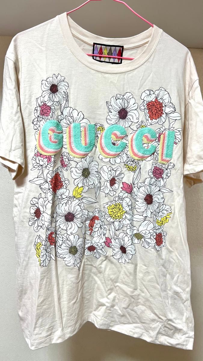 GUCCI 半袖Tシャツ 花柄 ロゴ刺繍 S