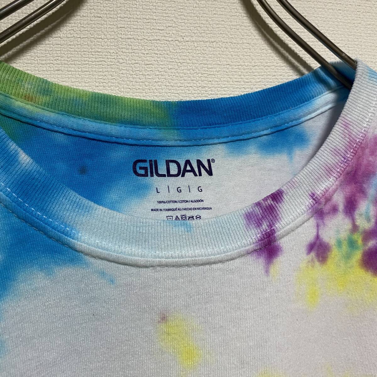 アメリカ古着　タイダイ　半袖　Tシャツ　Tie Dye Tee　クルーネック　マルチカラー　カラフル　Lサイズ　コットン　【I250】_画像4