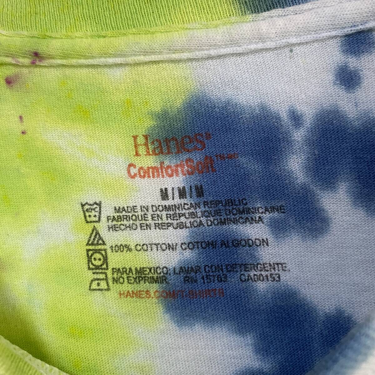 アメリカ古着　hanes ヘインズ　タイダイ　半袖　Tシャツ　カラフル　マルチカラー　クルーネック　Mサイズ　【I353】