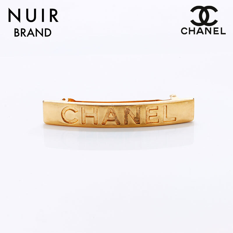 シャネル CHANEL バレッタ ロゴ ゴールド_画像1