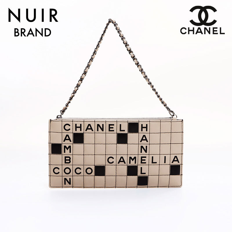 シャネル CHANEL ハンドバッグ チョコバー ロゴ ベージュ_画像1