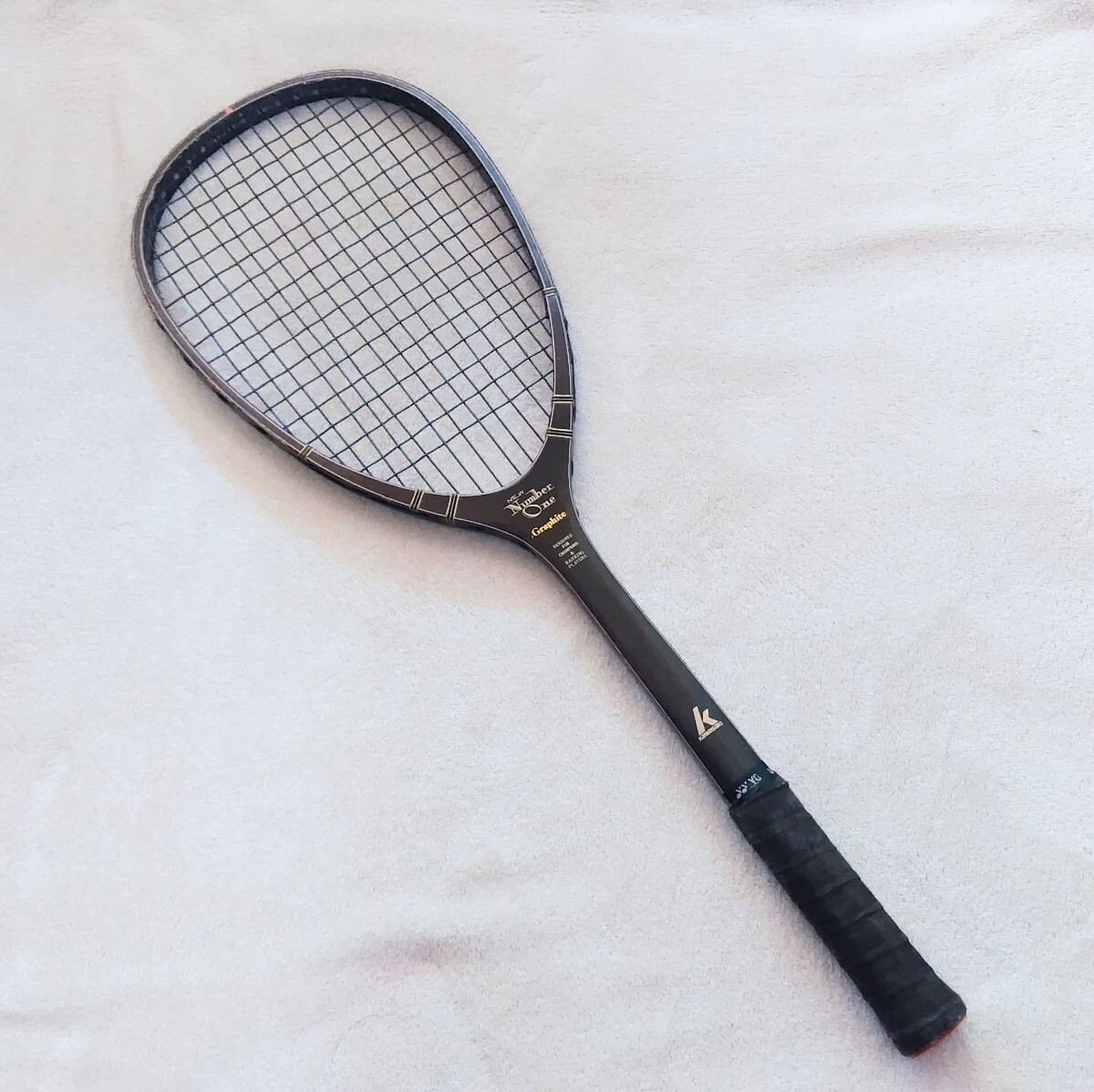 カワサキ 木製 テニスラケット No. 2500 軟式 KAWASAKI ニューナンバーワングラファイト NEWNumberOneGraphite 希少 中古 送料無料 M5