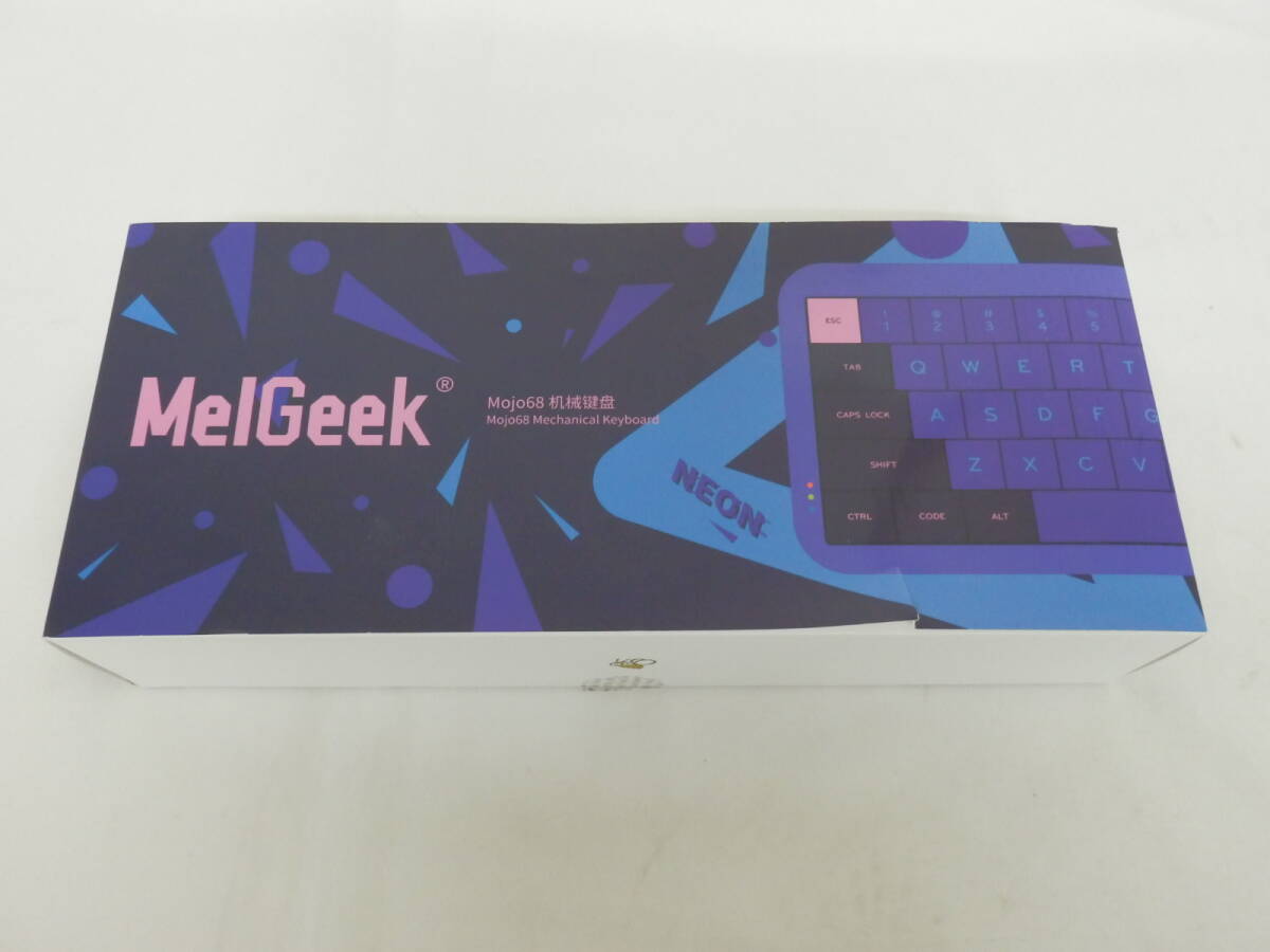 052C130E◆MelGeek Mojo68 ネオン メカニカル キーボード 中古 ※無線レシーバ欠品_画像1