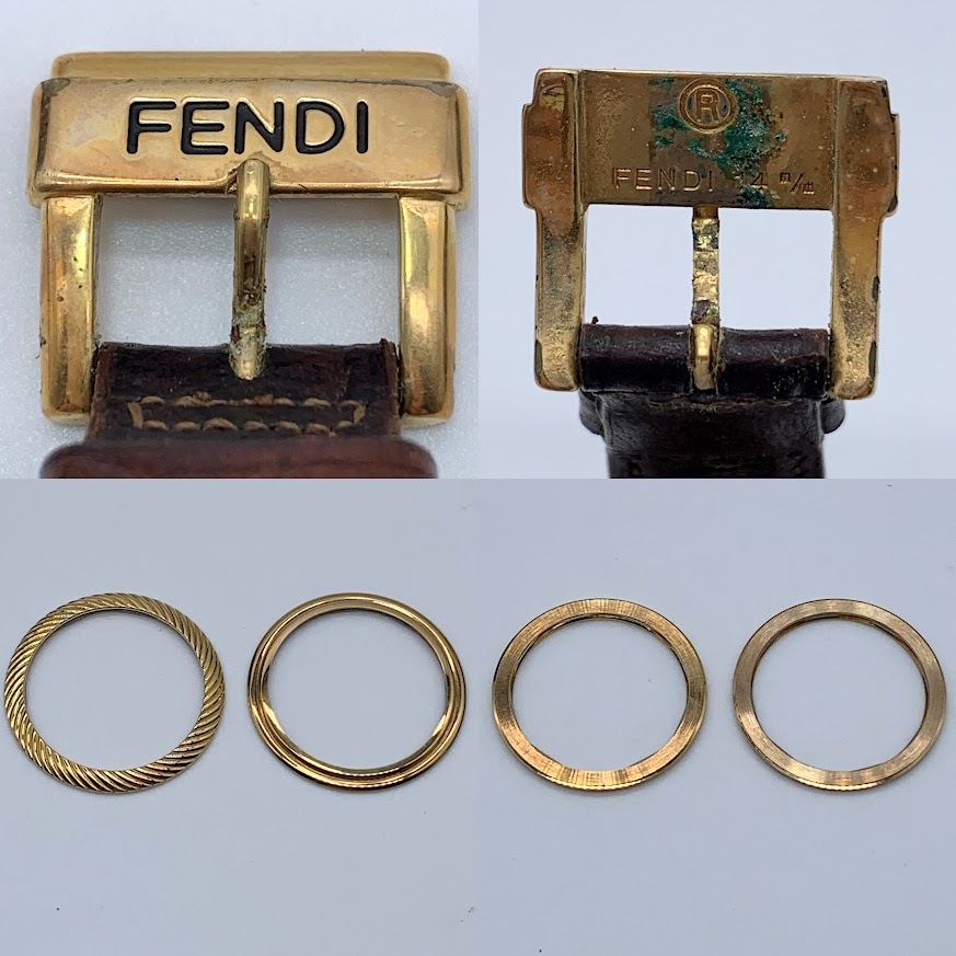 【K-39】FENDI フェンディ 腕時計 810G REGISTERED MODEL 001-297 ゴールド文字盤 チェンジベゼル　320Ｌ シェル文字盤　動作未確認_画像5