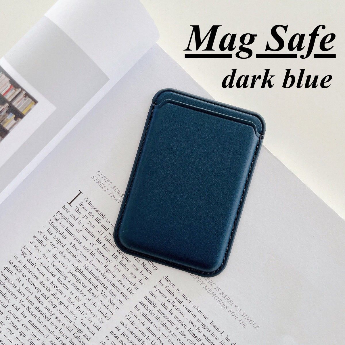 MagSafe ウォレット 磁気レザーカードクリップ カードケース ネイビー iPhone スマホ 軽量 高級感 シンプル 汎用