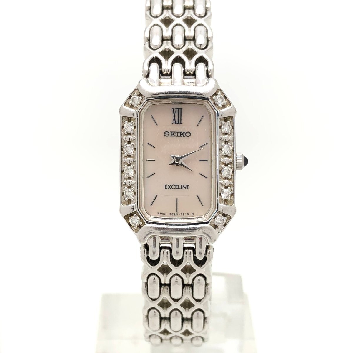 Seiko Exceline бриллиантовая оправа 2E20-7460 женские наручные часы розовый ракушка циферблат QZ SEIKO