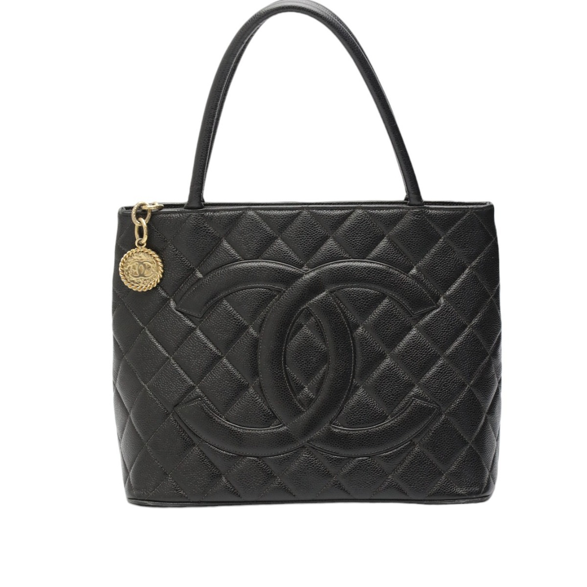 シャネル トートバッグ 復刻トート キャビアスキン ハンドバッグ CHANEL ブラック レディース 中古_画像1