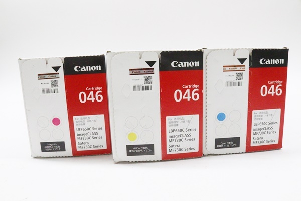 【未開封】 Canon キャノン 純正 トナー カートリッジ 3色セット CRG-046CYN/CRG-046YEL/CRG-046MAG 2020年製造 シアン イエロー マゼンタの画像3