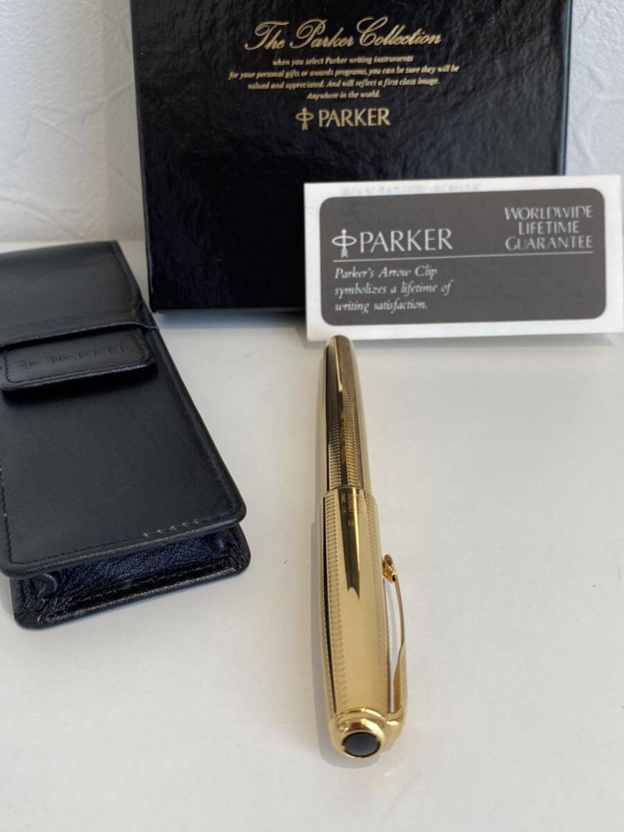 ■【未使用品】 PARKER パーカー 万年筆 ペン先 750 18k 刻印 筆記用具 高級文具 インク ケース付_画像8