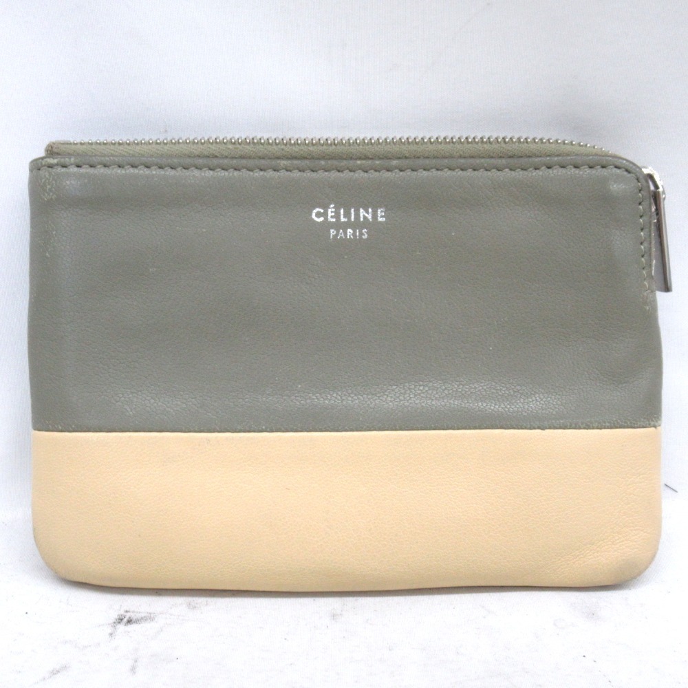 KRTh548867 セリーヌ コインケース バイカラー キーリング グレーｘベージュ系 CELINE 中古_画像1