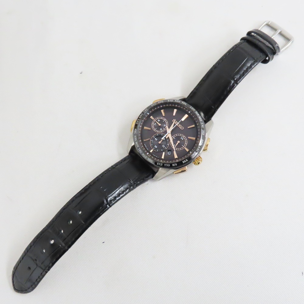 Ts535073 セイコー 腕時計 8B92-0AP0 SS 革ベルト こげ茶系文字盤 メンズ SEIKO 中古_画像3