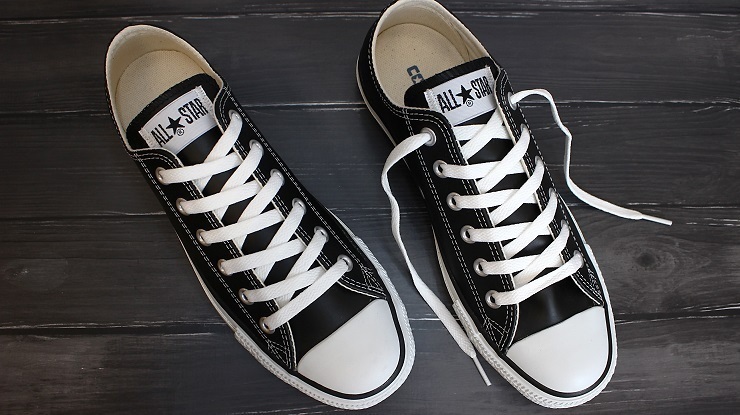 コンバース レザー オールスター ブラック 24.0cm 新品 CONVERSE LEA ALL STAR OX BLACK レディース メンズ ローカット 黒_画像2