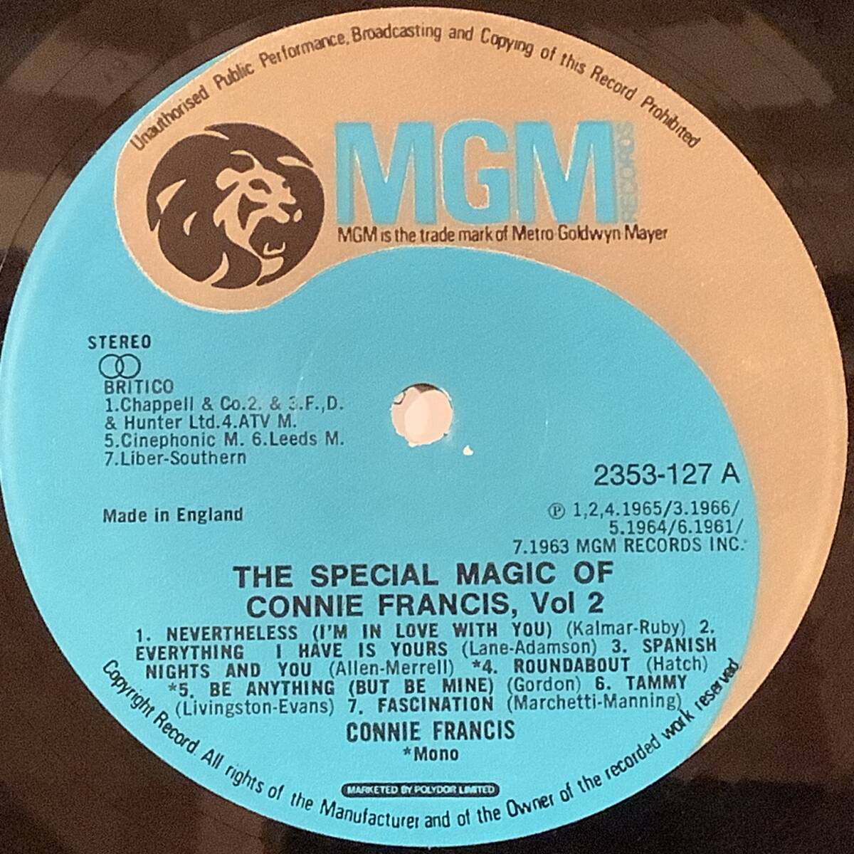 LP 英盤 コニー フランシス CONNIE FRANCIS／THE SPECIAL MAGIC