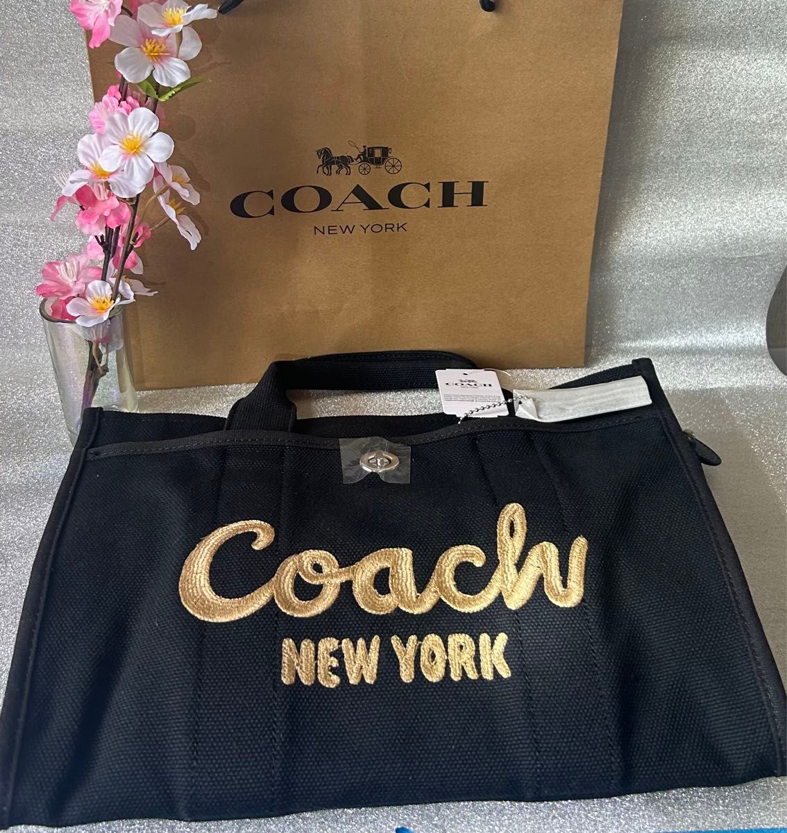 COACH カーゴトートバッグ34新品黒