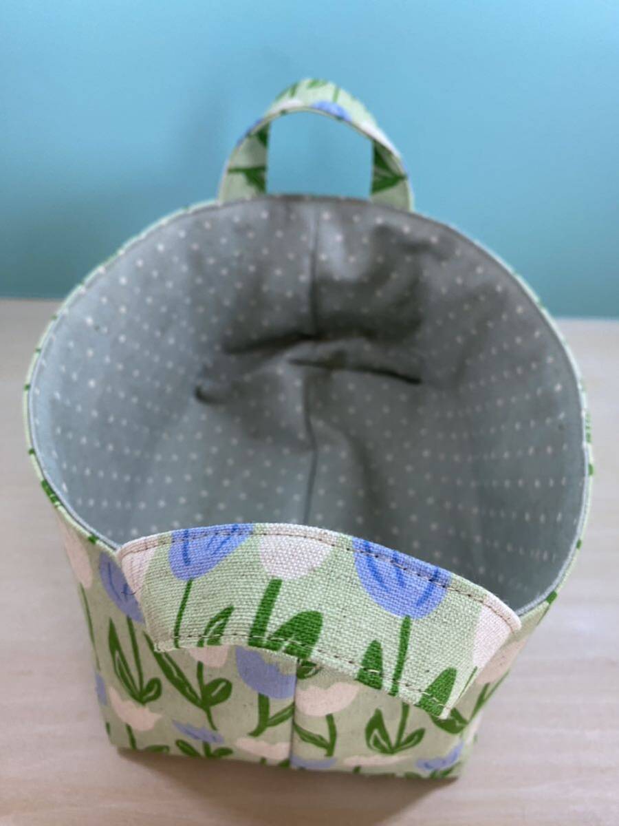  hand made * cloth basket green tulip 