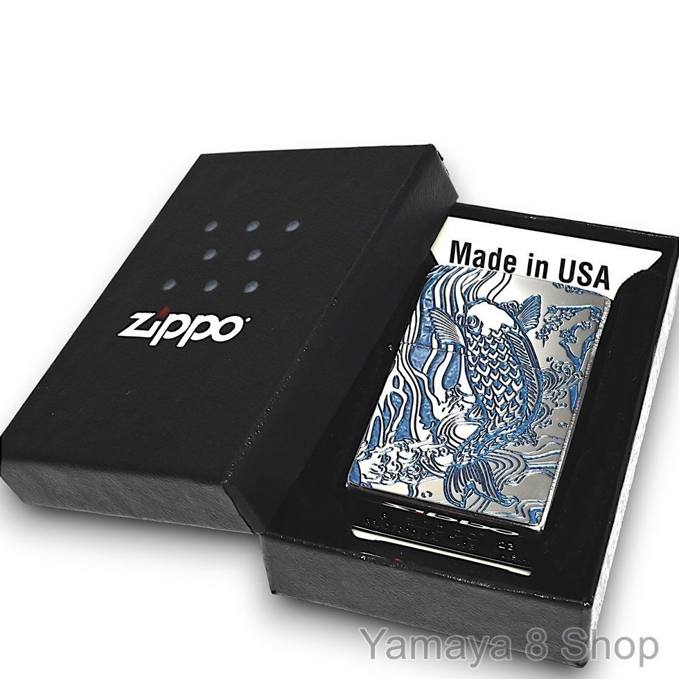 新品 ZIPPO 両面別柄 昇鯉 ブルー＆シルバー ジッポー ライター_画像5