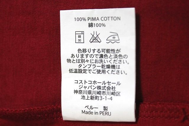 KIRKLAND/カークランド メンズ ペルー産ピマコットン プレミアム Tシャツ レッド サイズS★送料310円_画像6